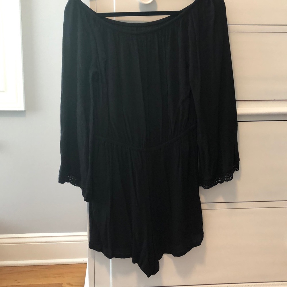 Off the shoulder black romper